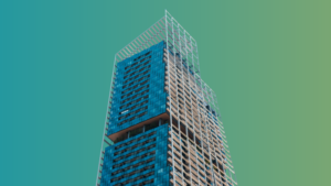 Modern building against gradient sky