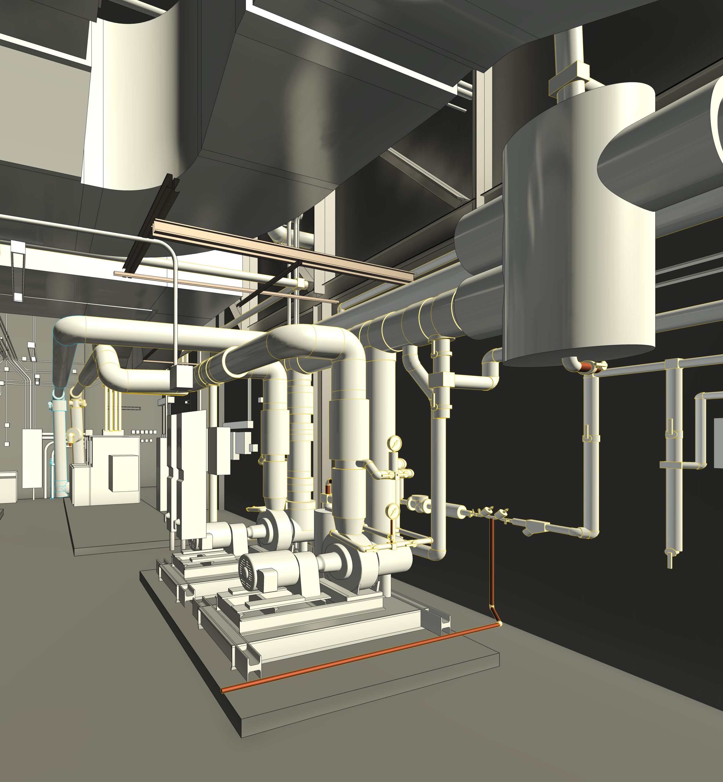Industrial piping and mechanical equipment layout