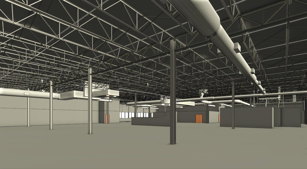 Industrial space with exposed structure
