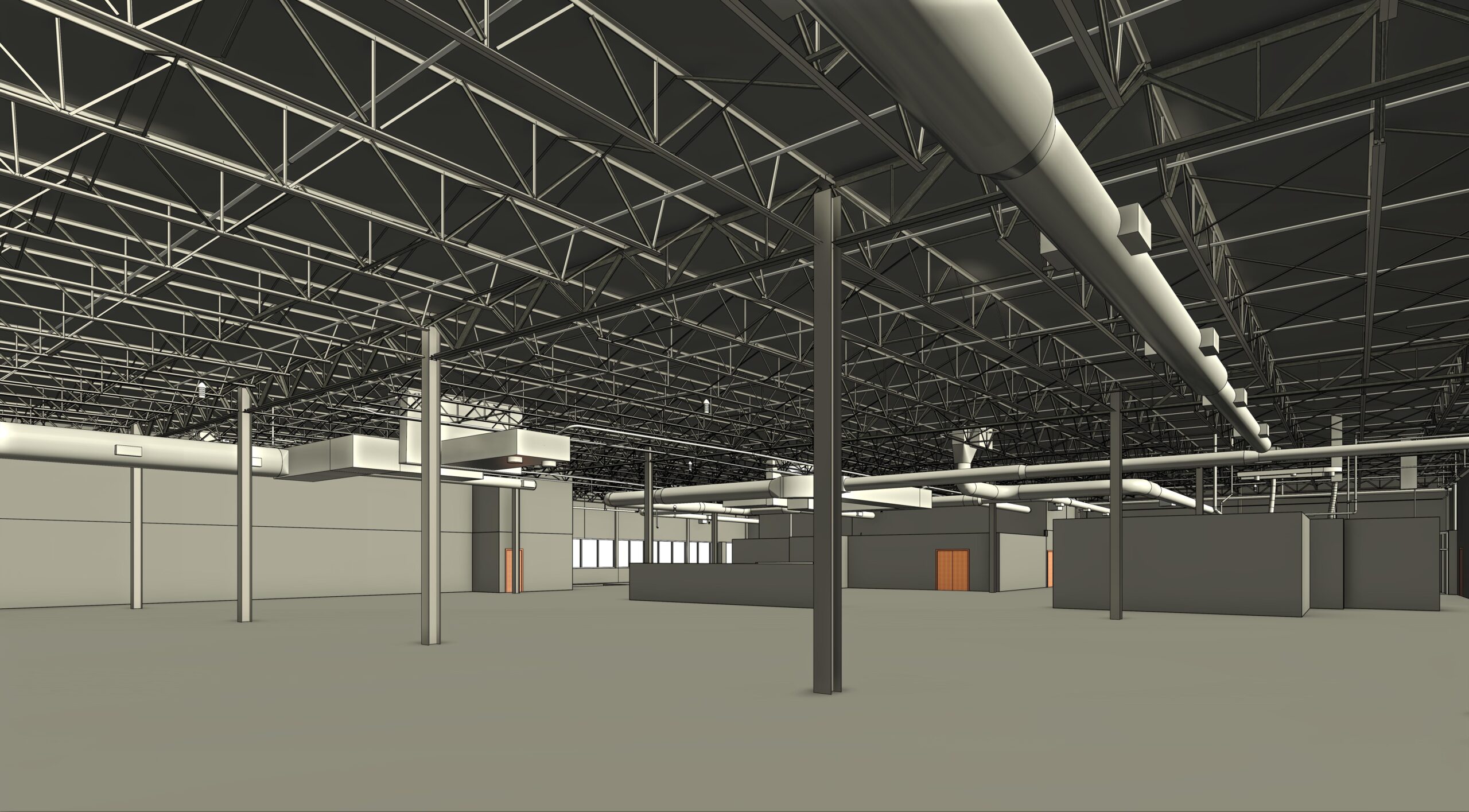 Industrial space with exposed structure