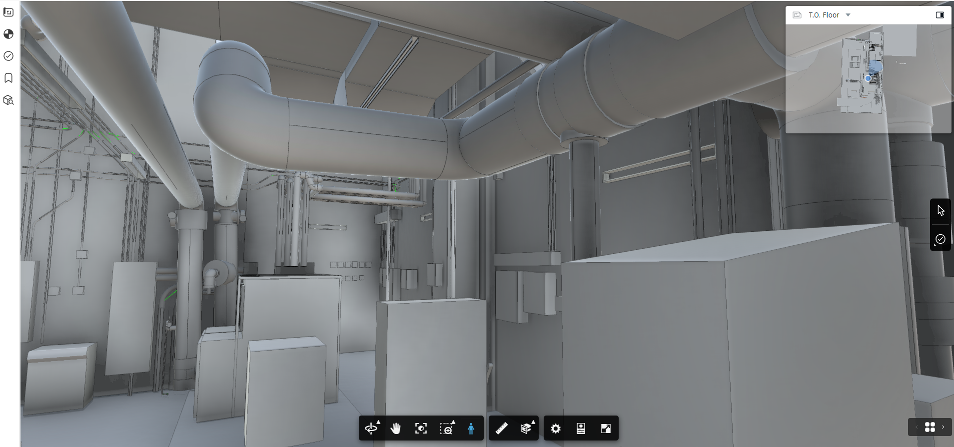 Industrial space with pipes and equipment