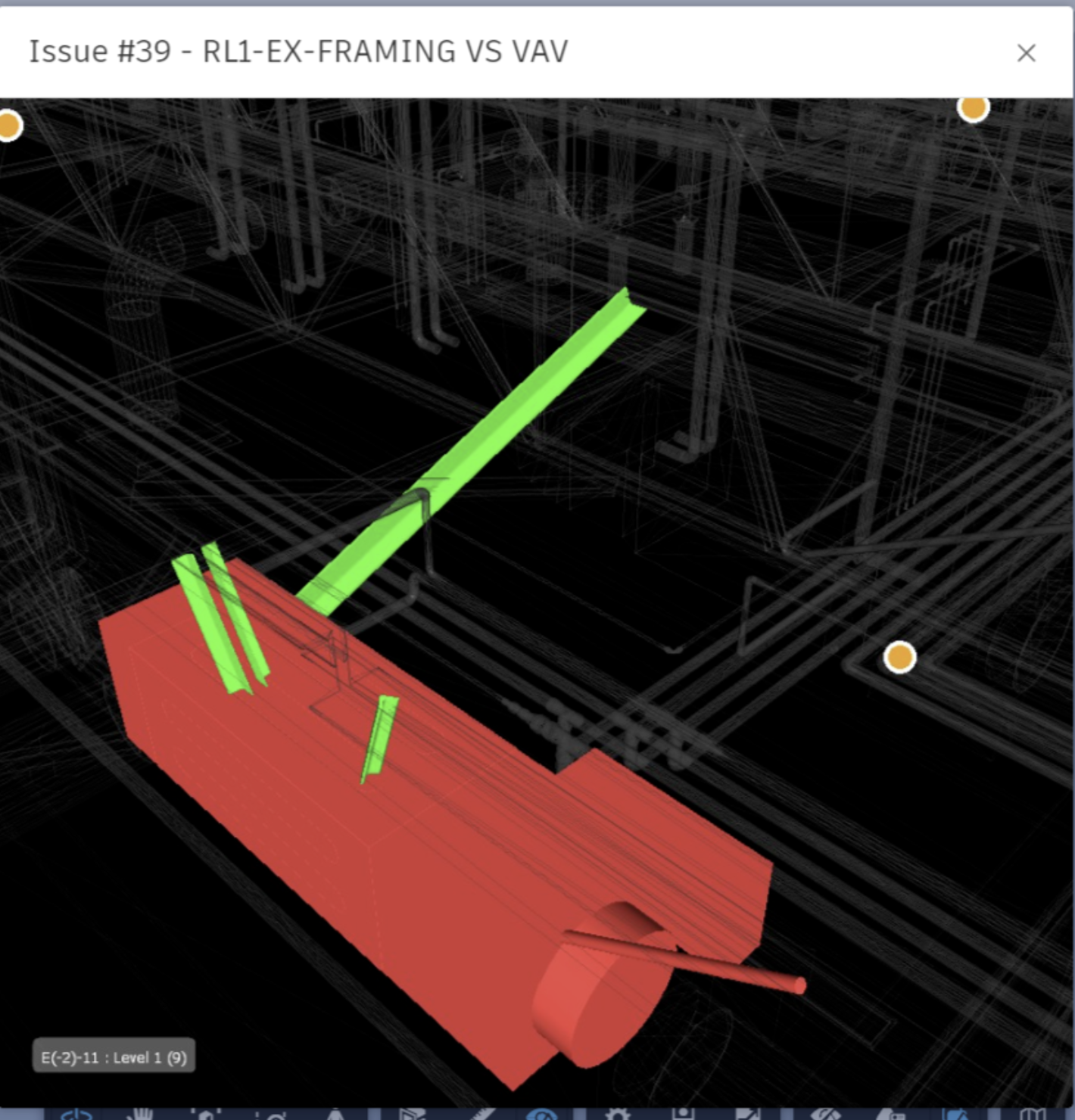 3D model with green and red elements