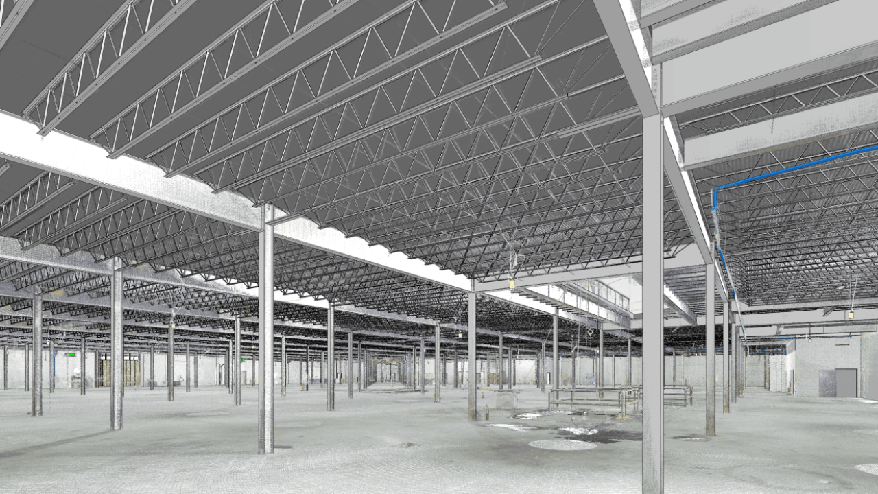 Existing-conditions capture of FEAST Food Works food-processing line