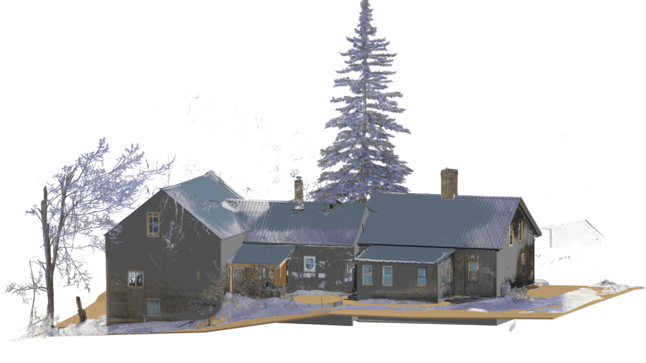 Photorealistic BIM model of Maine Farmhouse renovation site